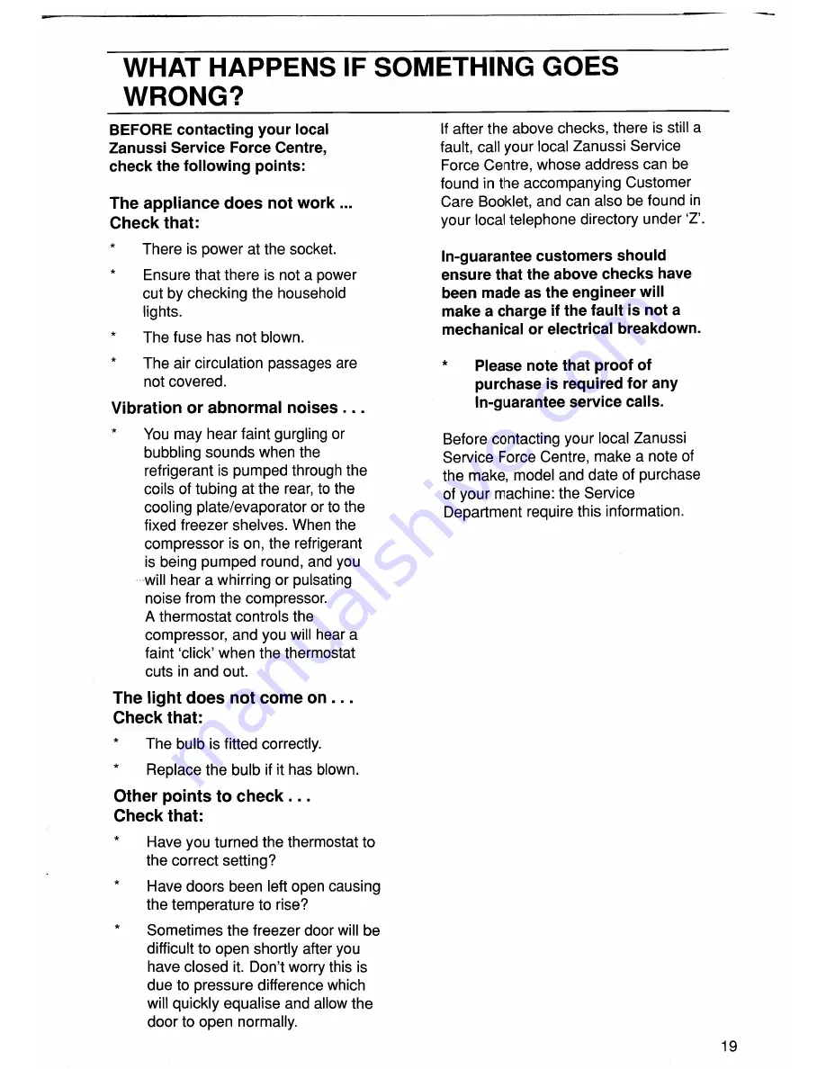 Zanussi ZF 36/46 Instruction Booklet Download Page 21