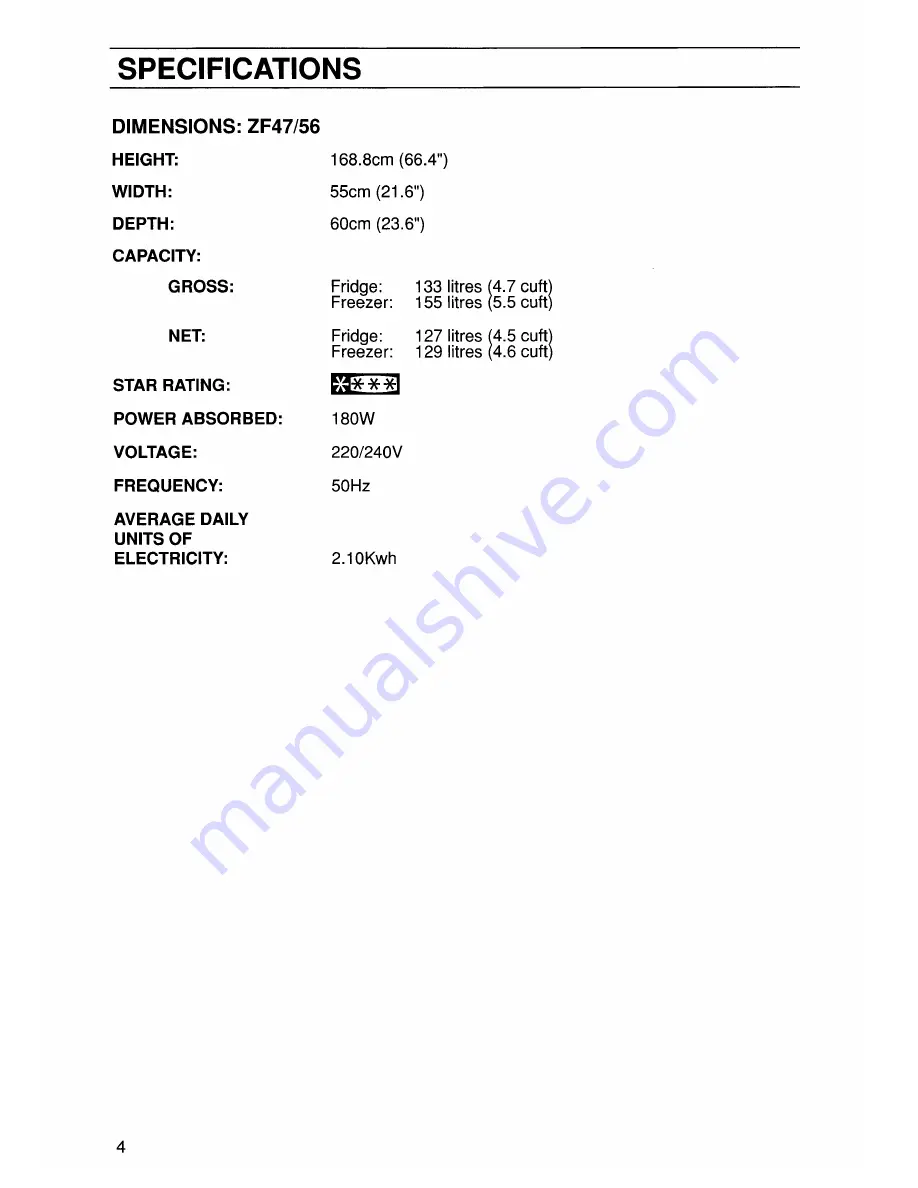 Zanussi ZF 47/56 User Manual Download Page 5