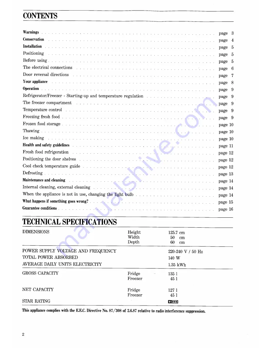 Zanussi ZF 50/16 Instruction Booklet Download Page 2