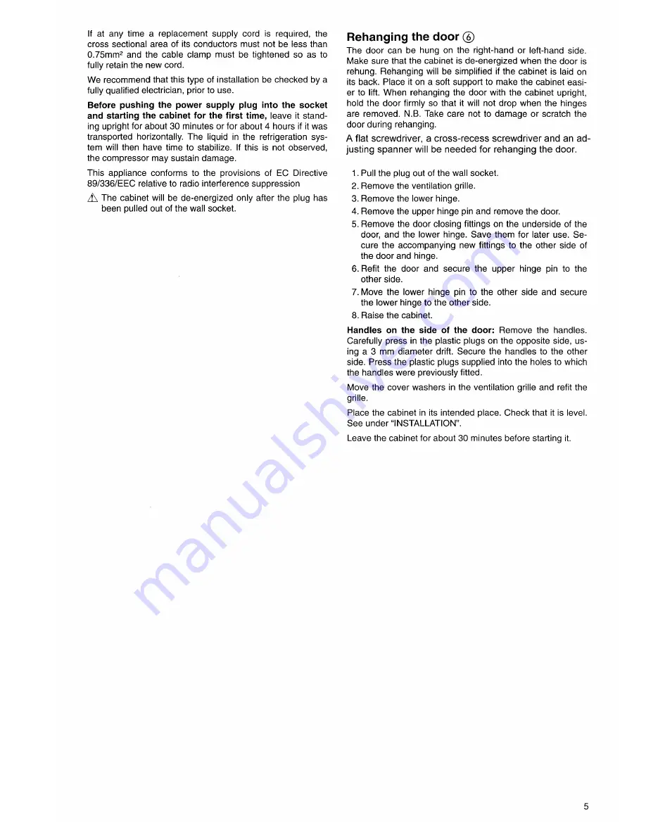 Zanussi ZFC 135 R Instruction Booklet Download Page 5