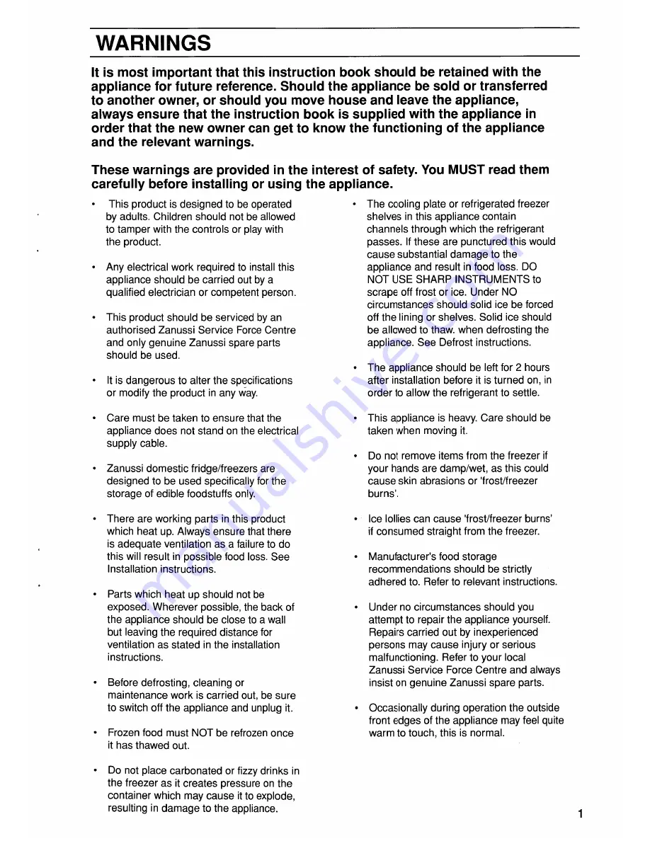 Zanussi ZFC 36 Instruction Booklet Download Page 3