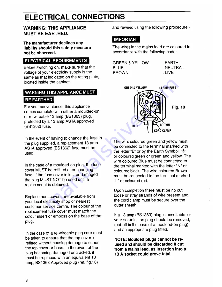 Zanussi ZFC 36 Instruction Booklet Download Page 10