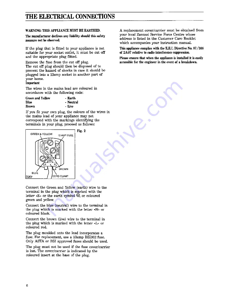 Zanussi ZFC 55 LE Instruction Booklet Download Page 6