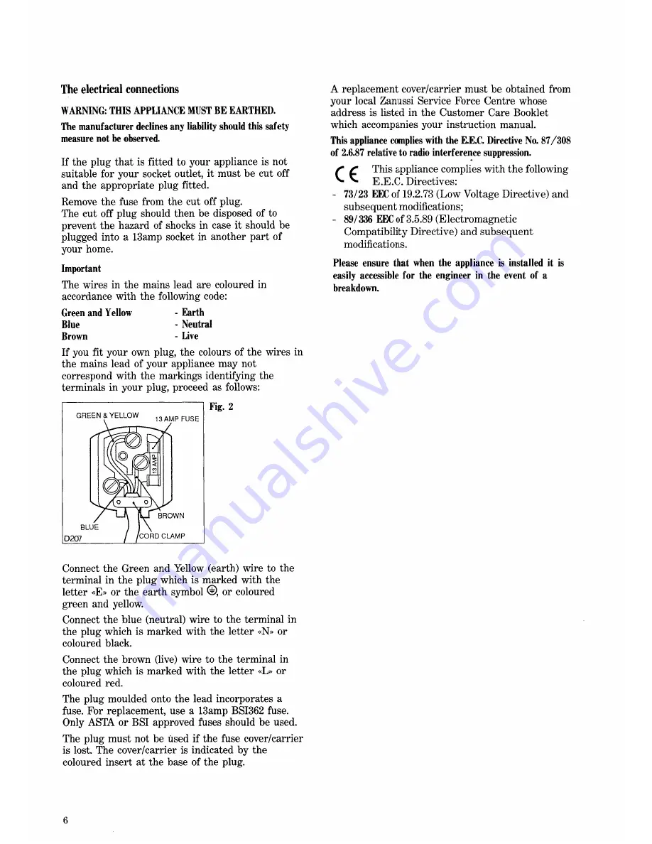 Zanussi ZFC 56 L Instruction Booklet Download Page 6