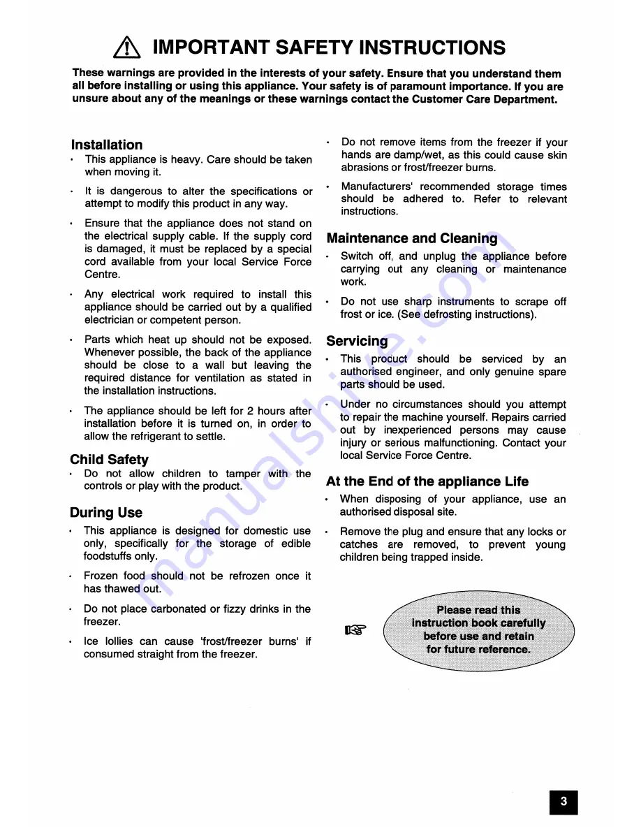 Zanussi ZFD 32R Instruction Booklet Download Page 3