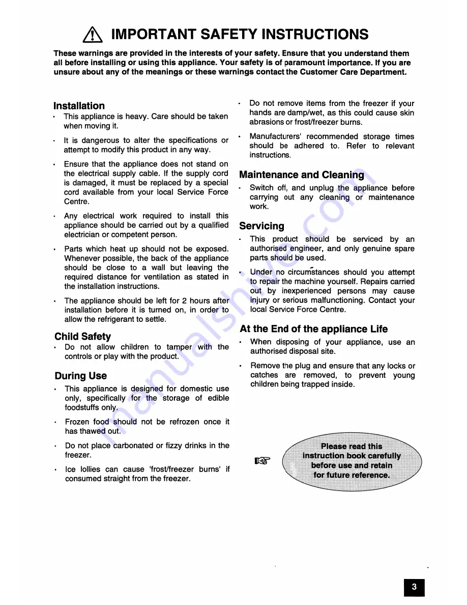 Zanussi ZFK 47 Instructions For Use Manual Download Page 3