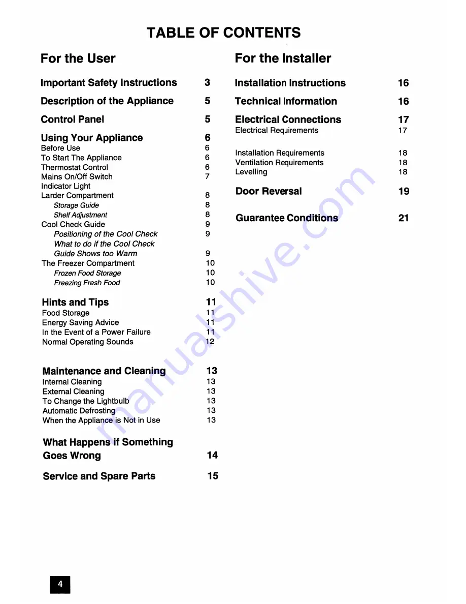 Zanussi ZFK 47 Instructions For Use Manual Download Page 4