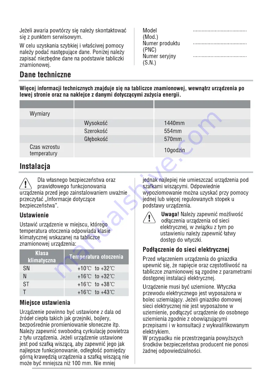 Zanussi ZFP18200WA Скачать руководство пользователя страница 50