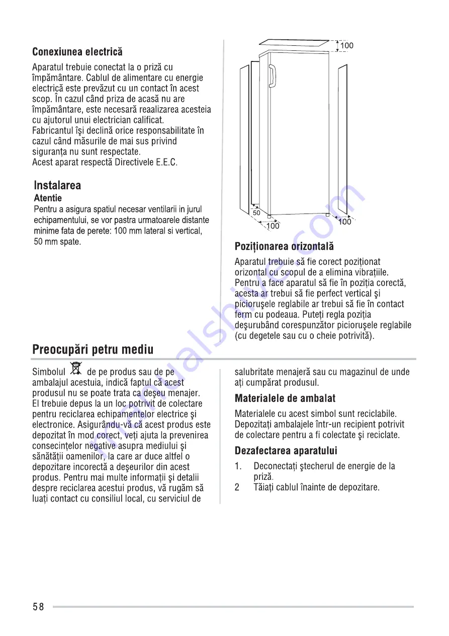 Zanussi ZFP18200WA User Manual Download Page 58