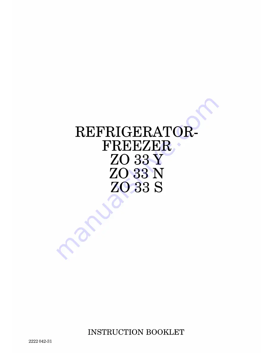 Zanussi ZO 33 N Instruction Booklet Download Page 1