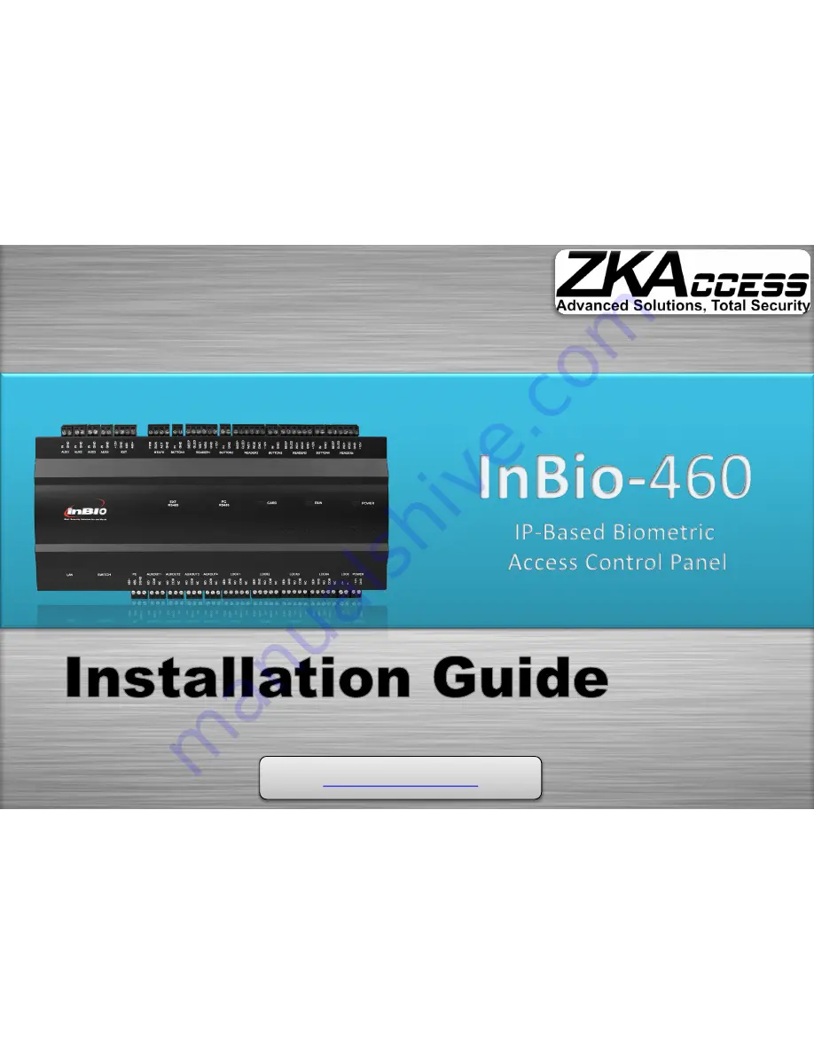 ZKaccess Inbio460 Installation Manual Download Page 1