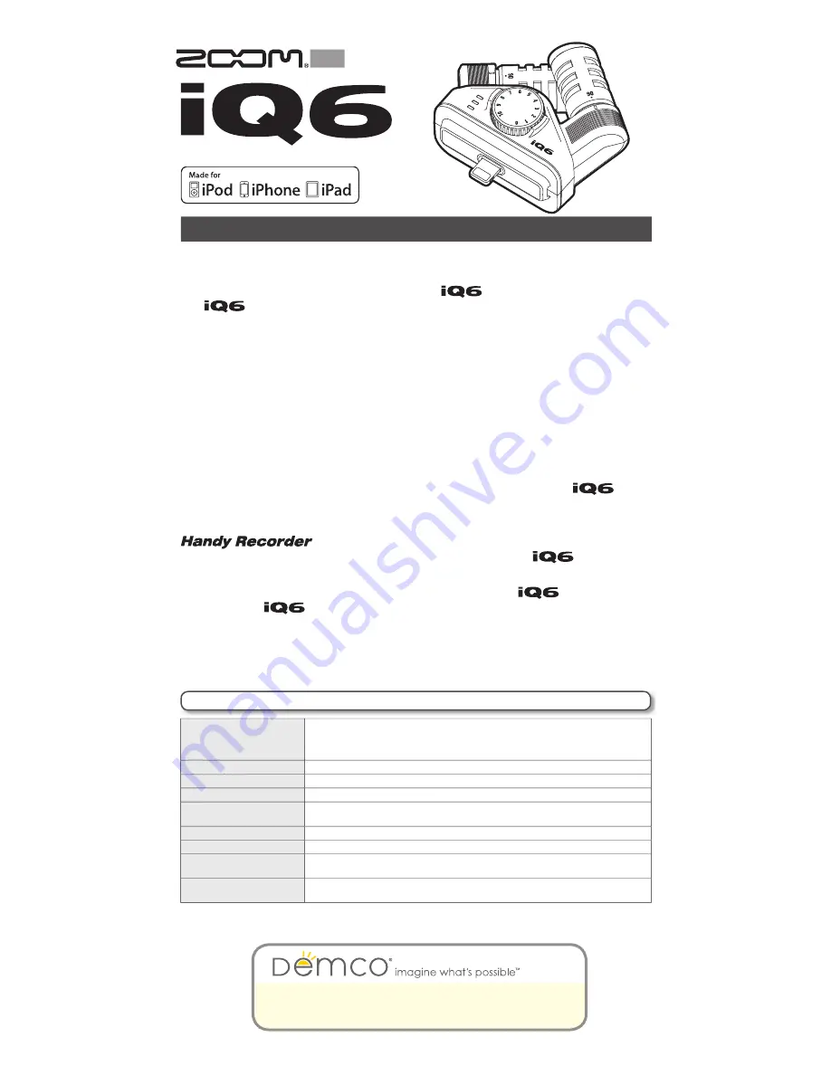 Zoom iQ6 Operation Manual Download Page 1