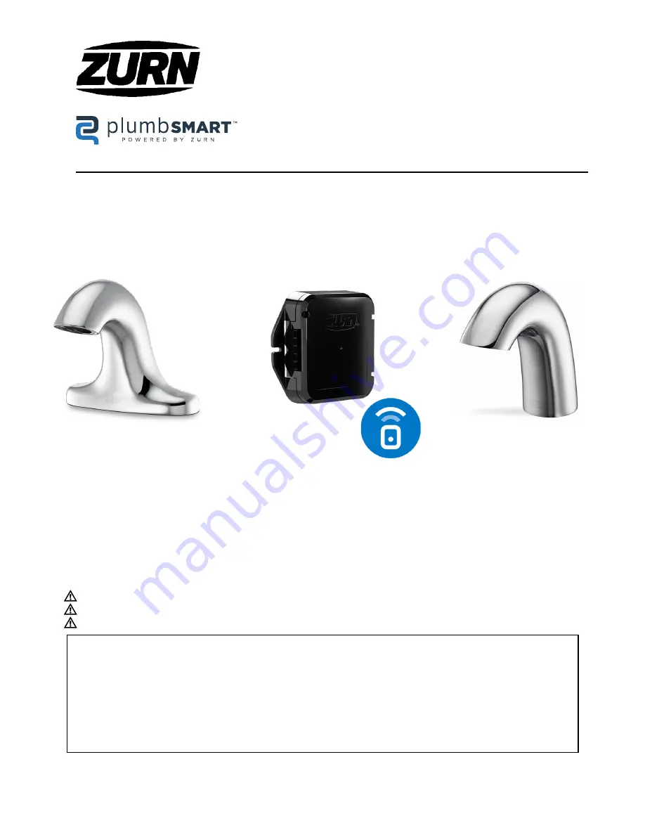 ZURN Connected Aqua-FIT Serio Z6950-XL-S-W2 Installation, Operation, Maintenance And Parts Manual Download Page 1