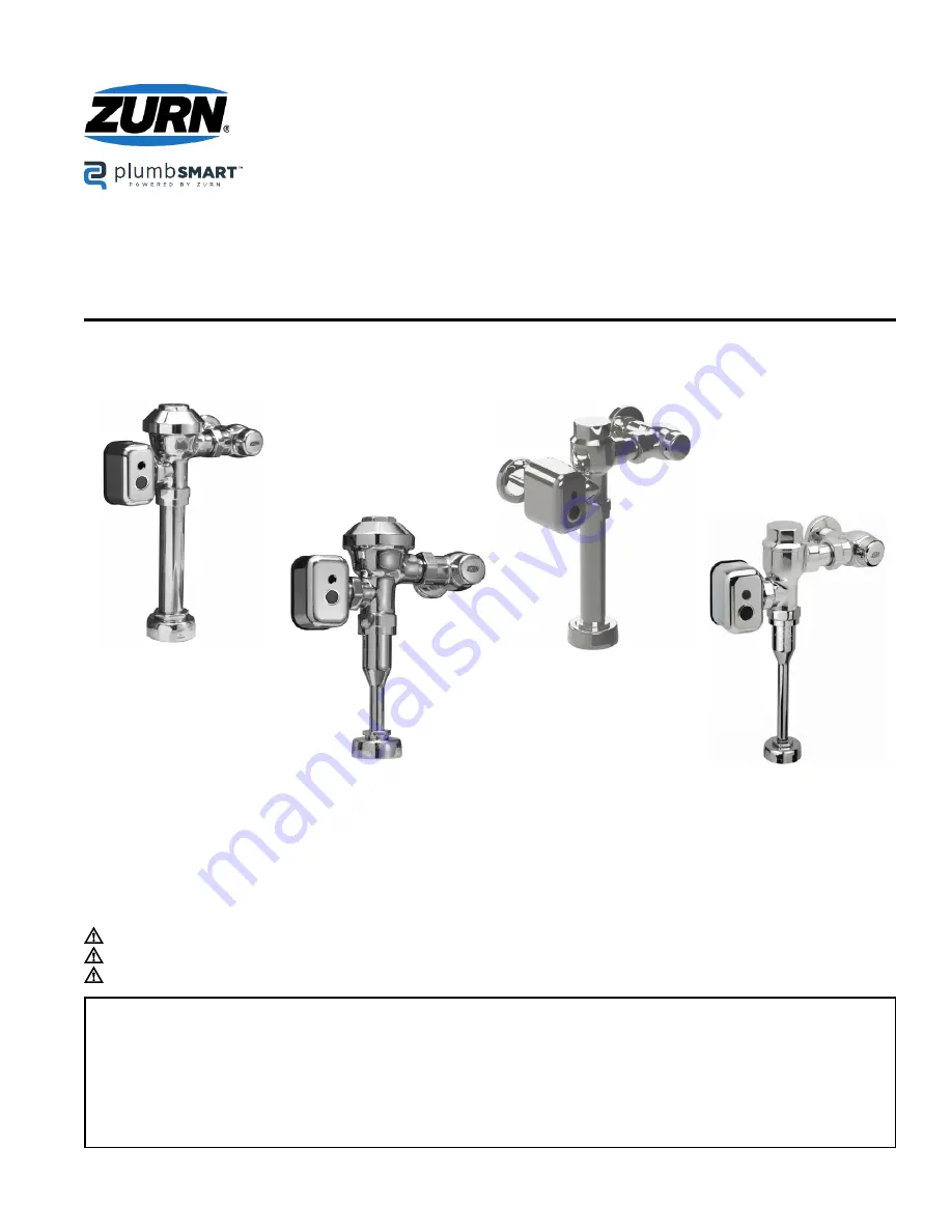 ZURN plumbSMART ZEMS-IS Series Installation, Operation, Maintenance And Parts Manual Download Page 1